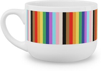 Mugs: Lgbtq Stripes - Rainbow Pride Flag - Vertical Latte Mug, White, 25Oz, Multicolor