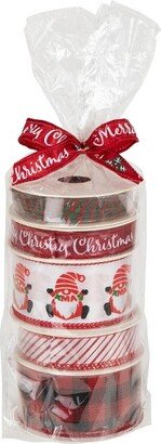 Northlight Set of 5 Santa Gnome Matching Themed Craft Christmas Ribbons 1.5