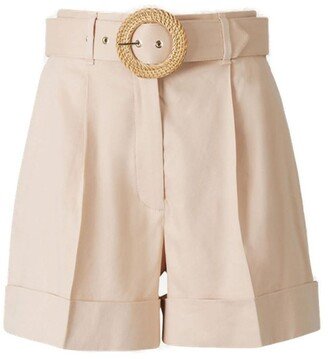 Pleated Detail Belted Shorts