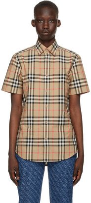 Beige Check Caxton Short Sleeve Shirt