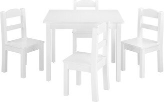 ShowMaven 5 Pcs Wood Kids Furniture Set with 1 Craft Table & 4 Kids Chairs White