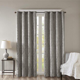 Gracie Mills Jacquard Damask Total Blackout Grommet Top Curtain Panel - 84