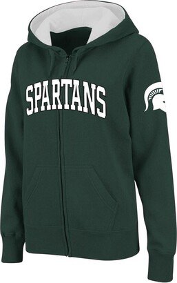 Women's Green Michigan State Spartans Arched Name Full-Zip Hoodie