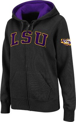 Women's Black Lsu Tigers Arched Name Full-Zip Hoodie