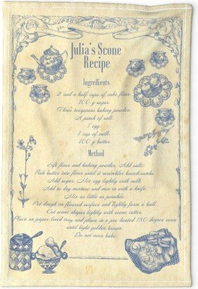 Victorian Style Tea Towel - Julia's Scone Recipe By Smokeinthewoods Baking Scones Blue Beige Linen Cotton Canvas Spoonflower