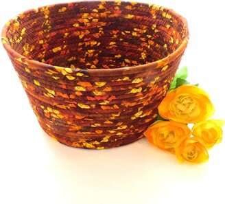 Large Rust & Yellow Bowl // Autumn Colors Fabric Basket Home Decor Gift