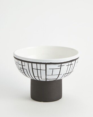 Black & White Sgraffito Footed Bowl