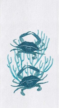 2 Blue Crabs Flour Sack Kitchen Towel Dishtowel