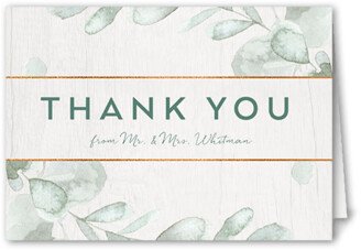 Wedding Thank You Cards: Eucalyptus Elegance Wedding Thank You Card, Green, 3X5, Matte, Folded Smooth Cardstock