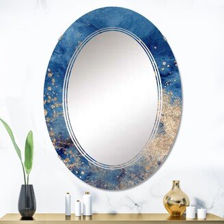 Designart 'Abstract Classic Blue And Gold II' Printed Modern Wall Mirror