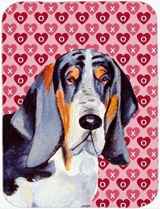 LH9147LCB 15 x 12 Inch Basset Hound Hearts Love And Valentines Day Portrait Glass Cutting Board