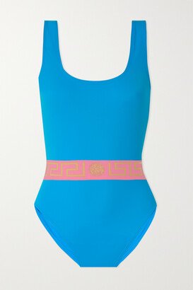 Vita Jacquard-trimmed Swimsuit - Blue