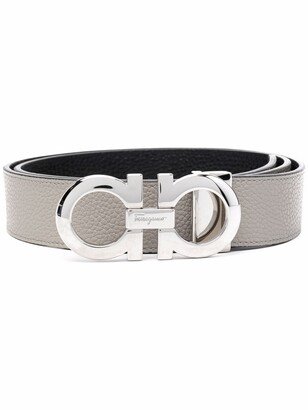 Gancini logo-buckle reversible leather belt