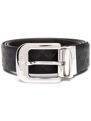 Embossed-Monogram Leather Belt