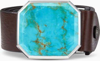 Exotic Stone Belt Buckle in Sterling Silver with Turquoise Men's