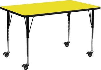 Emma+oliver Mobile 24X60 Rectangle Hp Laminate Adjustable Activity Table