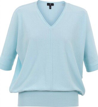 Marble V-Neck Sweater In Light Blue