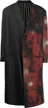 Abstract-Print Single-Breasted Coat