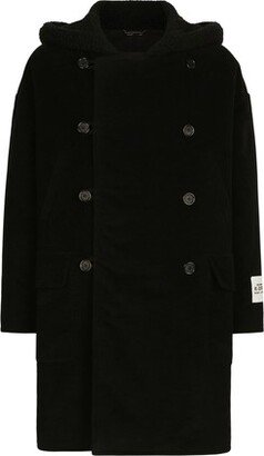 Fustian coat with shearling hood