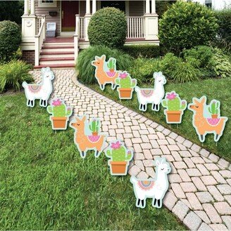 Big Dot Of Happiness Whole Llama Fun - Lawn Decor - Outdoor Llama Fiesta Party Yard Decor - 10 Pc