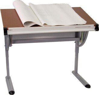 Emma+oliver Adjustable Drawing And Drafting Table With Pewter Frame