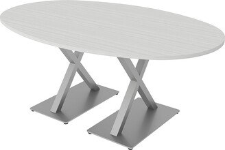 Skutchi Designs, Inc. 6X4 Conference Table With X Base Boat Oval Shape Data And Electric