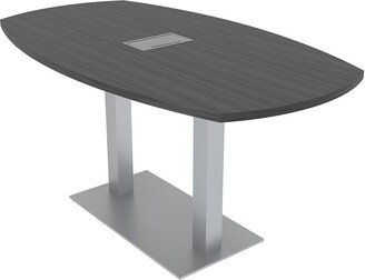 Skutchi Designs, Inc. 6 Person Arc Boat Conference Table Square Metal Base Data And Electric