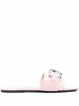 Chain-Detail Slip-On Sandals