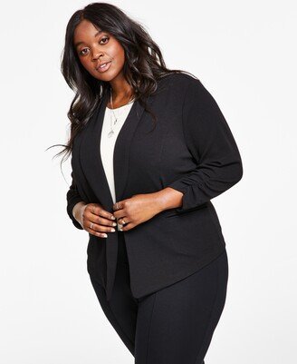 Trendy Plus Size Knit Drape-Front Blazer, Created for Macy's