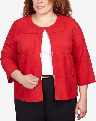 Plus Size Park Place Gold Tone Embellished Faux Suede Jacket