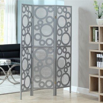 Silver Frame 3-panel 'Bubble Design' Folding Screen