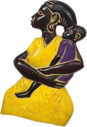 Handmade Mama Afrique Wood Relief Panel