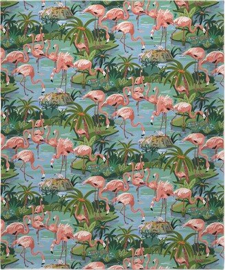 Fleece Photo Blankets: Flamingo Lagoon - Multicolor Blanket, Fleece, 50X60, Multicolor