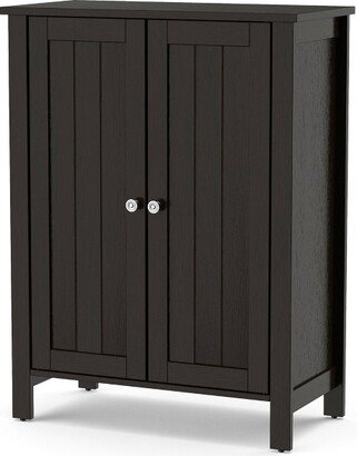 2-Door Bathroom Floor Storage Cabinet Space Saver Organizer Brown