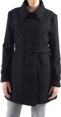 Alpine Swiss Keira Womens Black Wool Double Breasted Belted Trench Coat 2XL