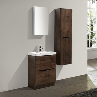 Smile Rosewood 24-inch Free-standing Modern Bathroom Vanity Set with Integrated White Acrylic Sink