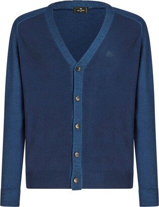 Logo-Embroidered Virgin-Wool Cardigan