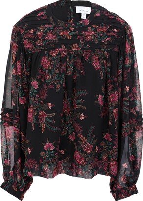 Paisley Print Pintuck Blouse Blouse Black