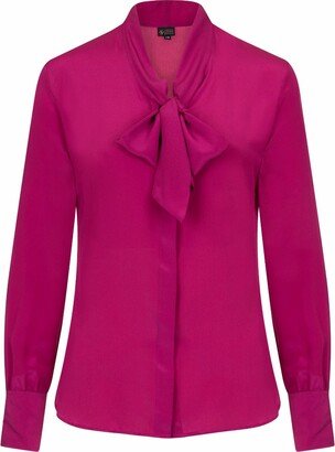 Sophie Cameron Davies Berry Pink Silk Bow Blouse