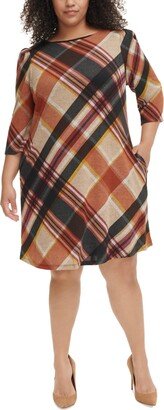 Plus Size Plaid A-Line Dress