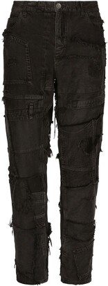 Patchwork-Design Tapered Jeans