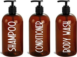 Shampoo Or Conditioner 16 Ounce Refillable Amber Pump Top Plastic Bottle Dispenser | Modern Bathroom Decor Farmhouse Urban Industrial