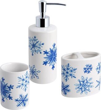 Allure Home Creations Snowflakes 3pc Set Lotion Pump/Toothbrush Holder/Tumbler - 3pc bath accessory set