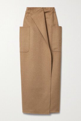 Carbone Wrap-effect Camel Hair Maxi Skirt - Brown