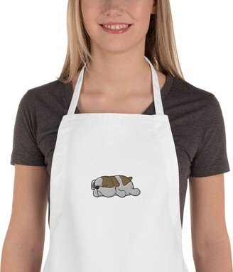 Embroidered Bulldog Apron, Lover, Gift, Cute Bulldog, Funny Animal Apron, Dog Kawaii, Chef Gift, Bulldog Mama