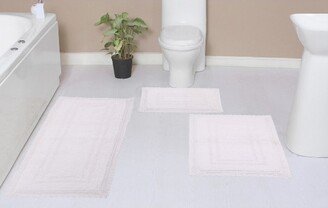 Home Weavers Inc Set of 3 Opulent Collection White Cotton Reversible Tufted Bath Rug Set - Home Weavers