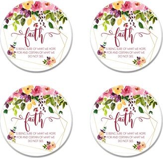 Hebrews 111 Christian Coaster Set Of 4, Word God Coaster, Coffee Lover Gift, Religious Floral Scripture Faith C-Scr025