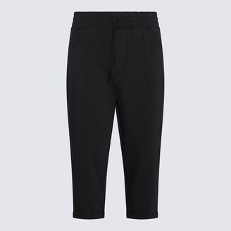 Black Cotton Blend Cropped Trousers