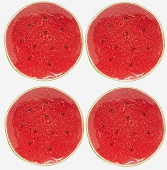 Set Of Four Watermelon Earthenware Side Plates