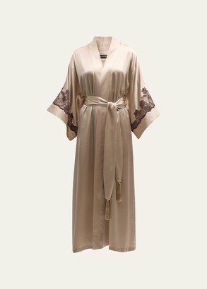 Lolita Lace-Trim Silk Charmeuse Robe